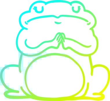 cold gradient line drawing cartoon arrogant frog vector