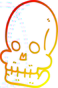 warm gradient line drawing cartoon spooky skull vector