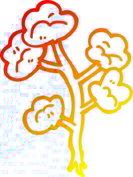 warm gradient line drawing cartoon flowers vector
