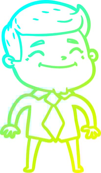 cold gradient line drawing happy cartoon businessman vector