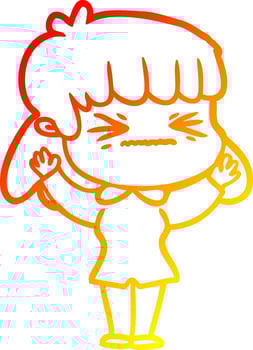 warm gradient line drawing cartoon woman vector