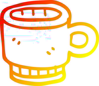 warm gradient line drawing cartoon coffee mug vector