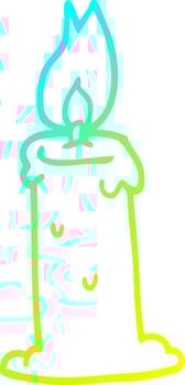 cold gradient line drawing cartoon burning candle vector