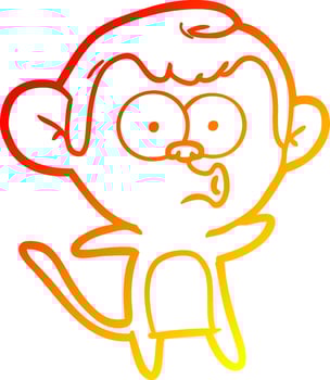 warm gradient line drawing cartoon surprised monkey vector