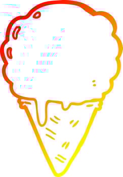 warm gradient line drawing cartoon ice cream vector