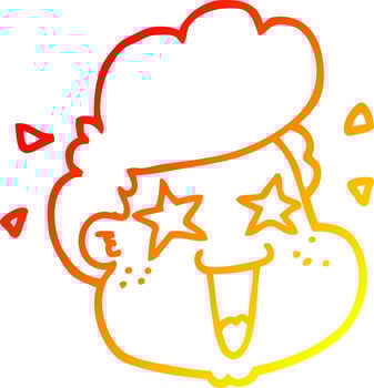 warm gradient line drawing cartoon boy's face vector