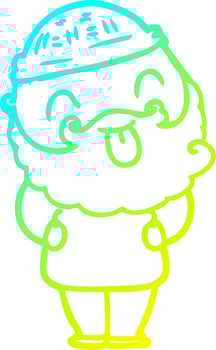 cold gradient line drawing man with beard sticking out tongue vector