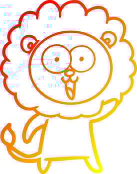 warm gradient line drawing happy cartoon lion vector