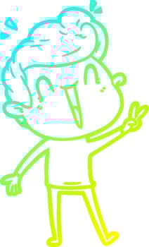 cold gradient line drawing cartoon excited man vector