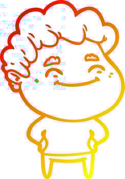 warm gradient line drawing cartoon friendly man vector