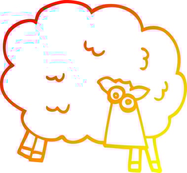 warm gradient line drawing cartoon black sheep vector
