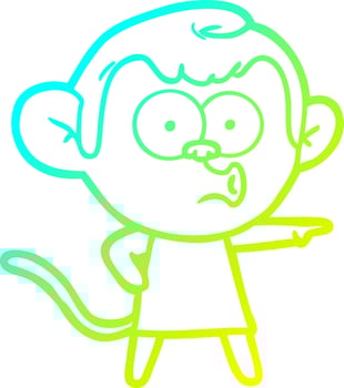 cold gradient line drawing cartoon pointing monkey vector