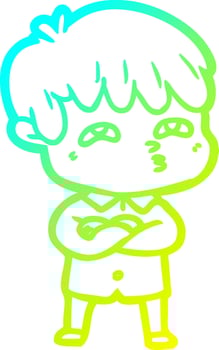 cold gradient line drawing cartoon curious man vector