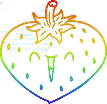rainbow gradient line drawing happy cartoon strawberry vector