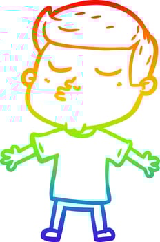 rainbow gradient line drawing cartoon model guy pouting vector