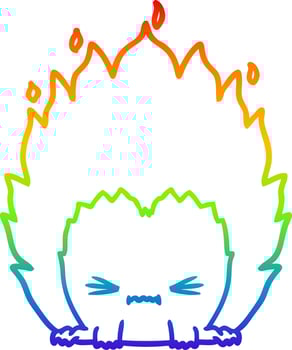 rainbow gradient line drawing cartoon fire creature vector