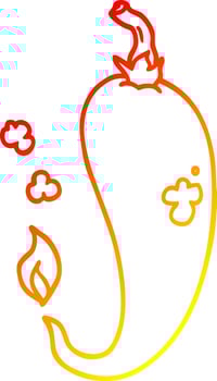 warm gradient line drawing cartoon chili pepper vector