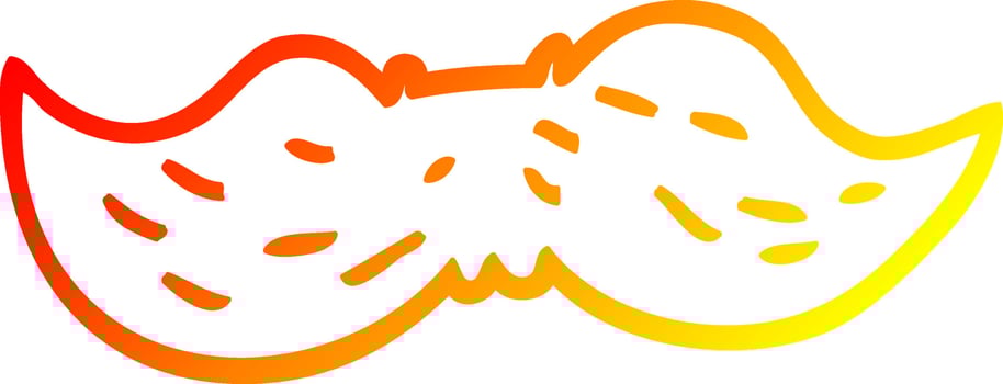warm gradient line drawing cartoon mans mustache vector