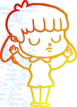 warm gradient line drawing cartoon indifferent woman vector