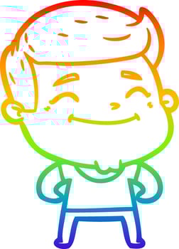 rainbow gradient line drawing happy cartoon fashion man vector