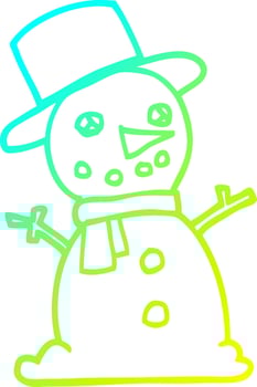 cold gradient line drawing cartoon traditional snowman vector