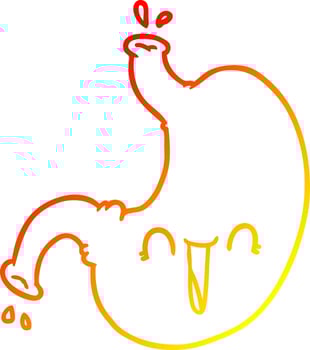 warm gradient line drawing cartoon happy stomach vector
