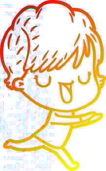 warm gradient line drawing cartoon woman talking vector
