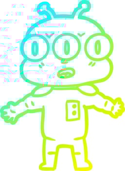 cold gradient line drawing cartoon three eyed alien vector