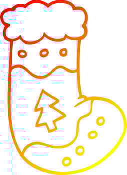 warm gradient line drawing cartoon christmas stockings vector