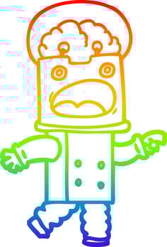 rainbow gradient line drawing cartoon robot vector