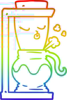 rainbow gradient line drawing cartoon filter coffee machine vector