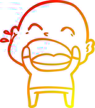 warm gradient line drawing cartoon shouting bald man vector
