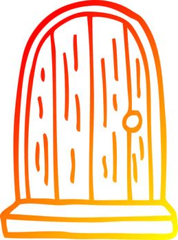 warm gradient line drawing cartoon old wood door vector