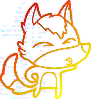 warm gradient line drawing cartoon wolf whistling vector