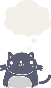 cartoon cat and thought bubble in retro style vector