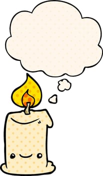cartoon candle and thought bubble in comic book style vector