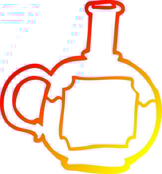 warm gradient line drawing cartoon of potion bottle vector