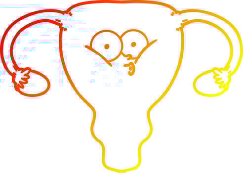 warm gradient line drawing cartoon uterus vector