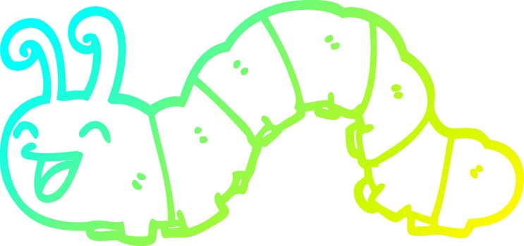 cold gradient line drawing cartoon laughing caterpillar vector