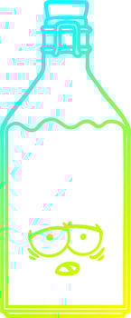 cold gradient line drawing cartoon old milk bottle vector