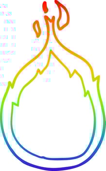 rainbow gradient line drawing cartoon flames vector