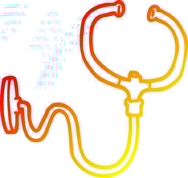 warm gradient line drawing cartoon stethoscope vector