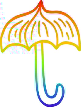 rainbow gradient line drawing cartoon open umbrella vector