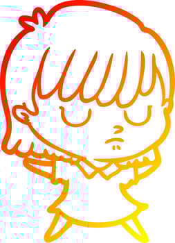 warm gradient line drawing cartoon woman vector