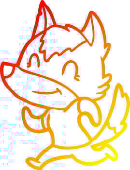 warm gradient line drawing friendly cartoon wolf vector