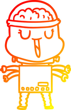warm gradient line drawing happy cartoon robot vector