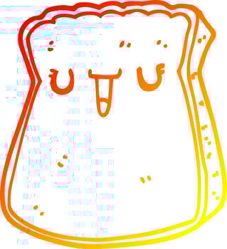warm gradient line drawing cartoon slice of bread vector