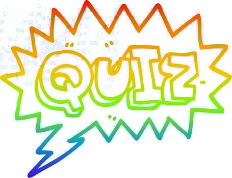 rainbow gradient line drawing cartoon font quiz vector