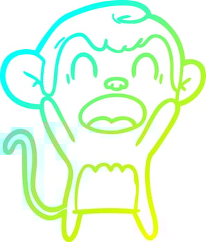 cold gradient line drawing shouting cartoon monkey vector