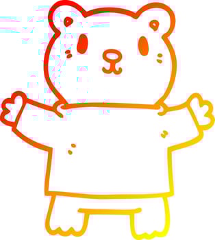 warm gradient line drawing cartoon teddy bear vector